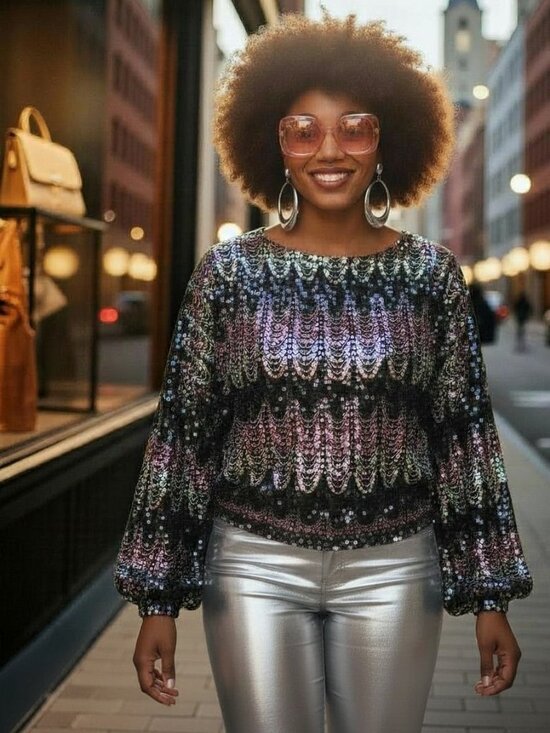 VTG 80's JEANETTE KASTENBERG ST. MARTIN Sequin Bolero Silk Blouse S M Disco R - Picture 15 of 15